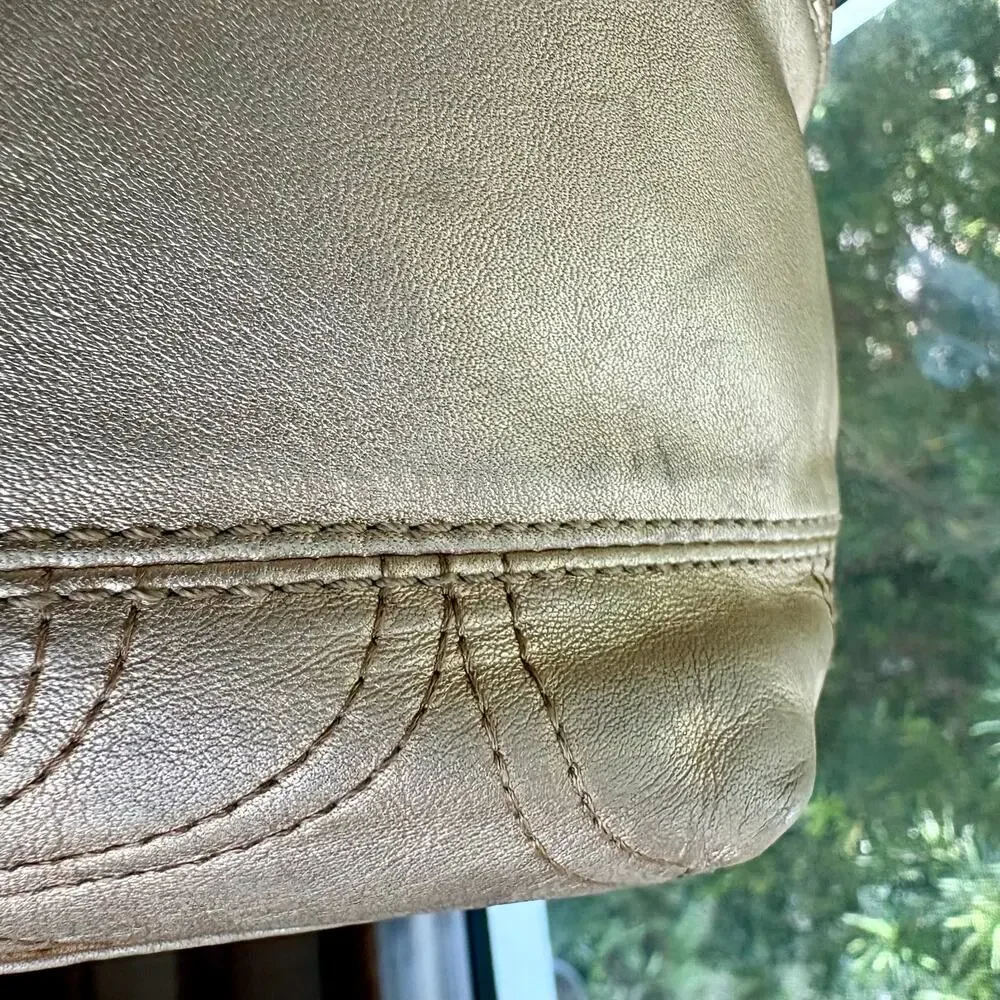 Coach F18877 Gold Metallic Signature Stitch Leather Tote 2011
